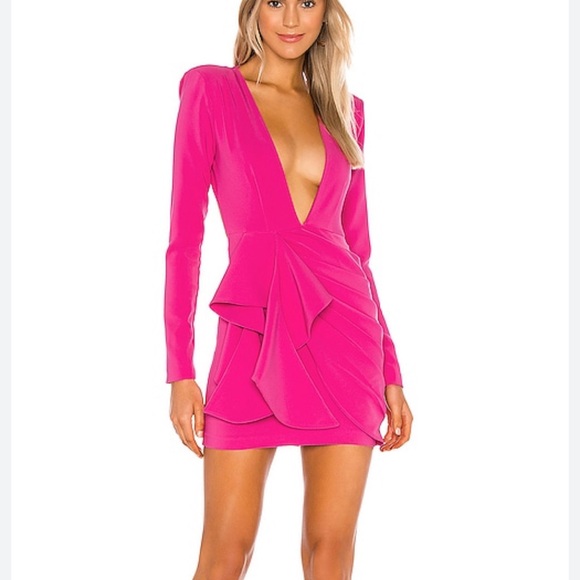 Michael Costello REVOLVE Fena Mini Dress in Fuchsia - Picture 1 of 4
